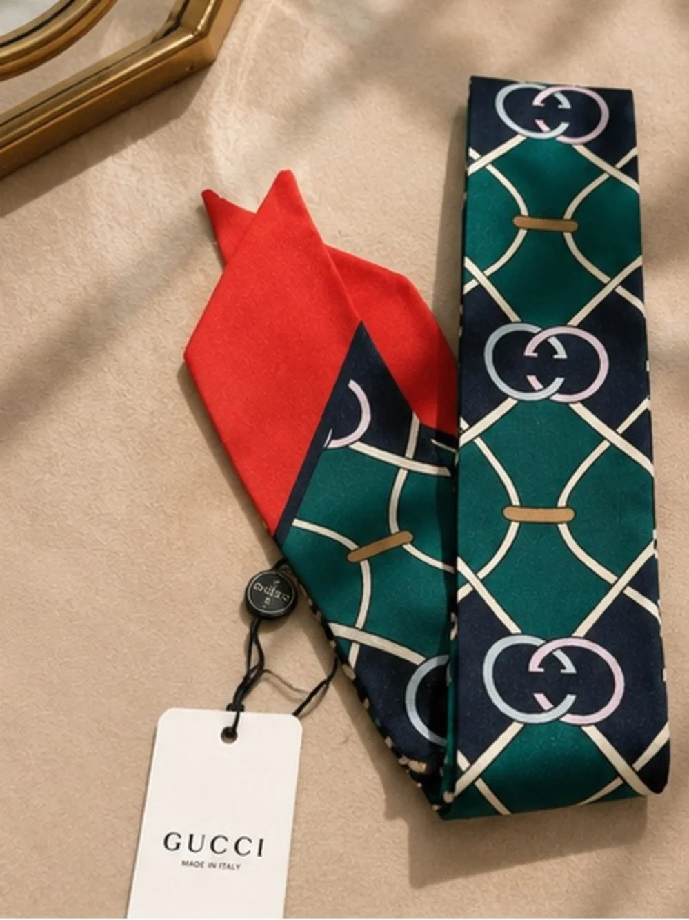 Green Navy Equestrian GG Twilly Scarf – Designer Inspired